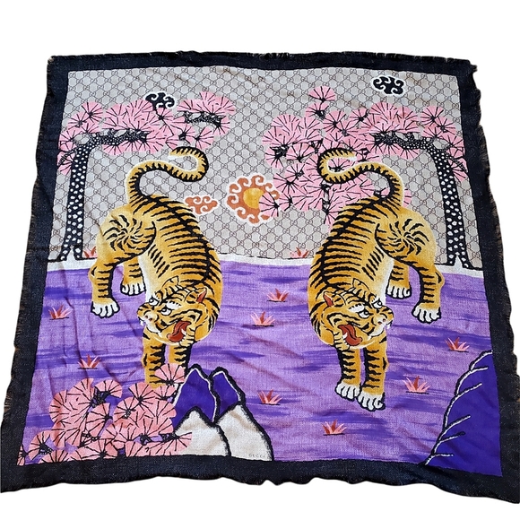 Gucci Accessories - GUCCI Bengal Tiger Scarf w/ Gift Box, 100% Silk, GG Supreme RARE 2017